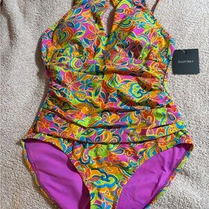 Ellen Tracy  Floral One Piece Swimsuit - Multicolor